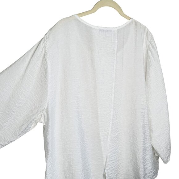 Cut Loose White Crinkle Long Sleeve Blouse, XL - Picture 5 of 9